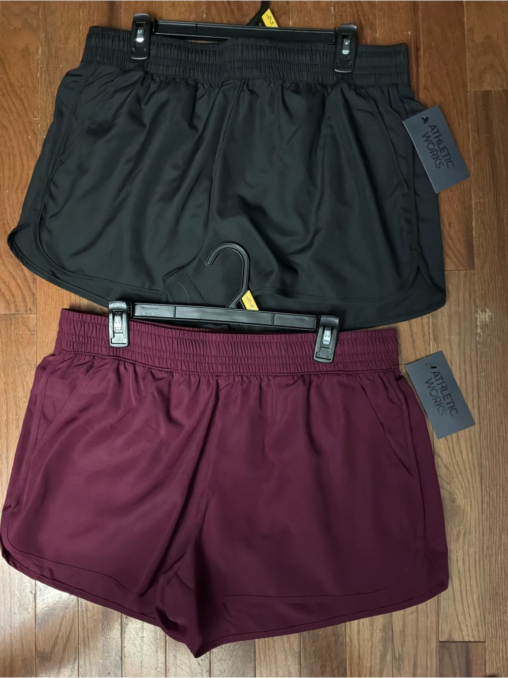 Athletic Works Women’s Black and Burgundy Athletic Shorts - 2 Pack - Picture 2 of 2